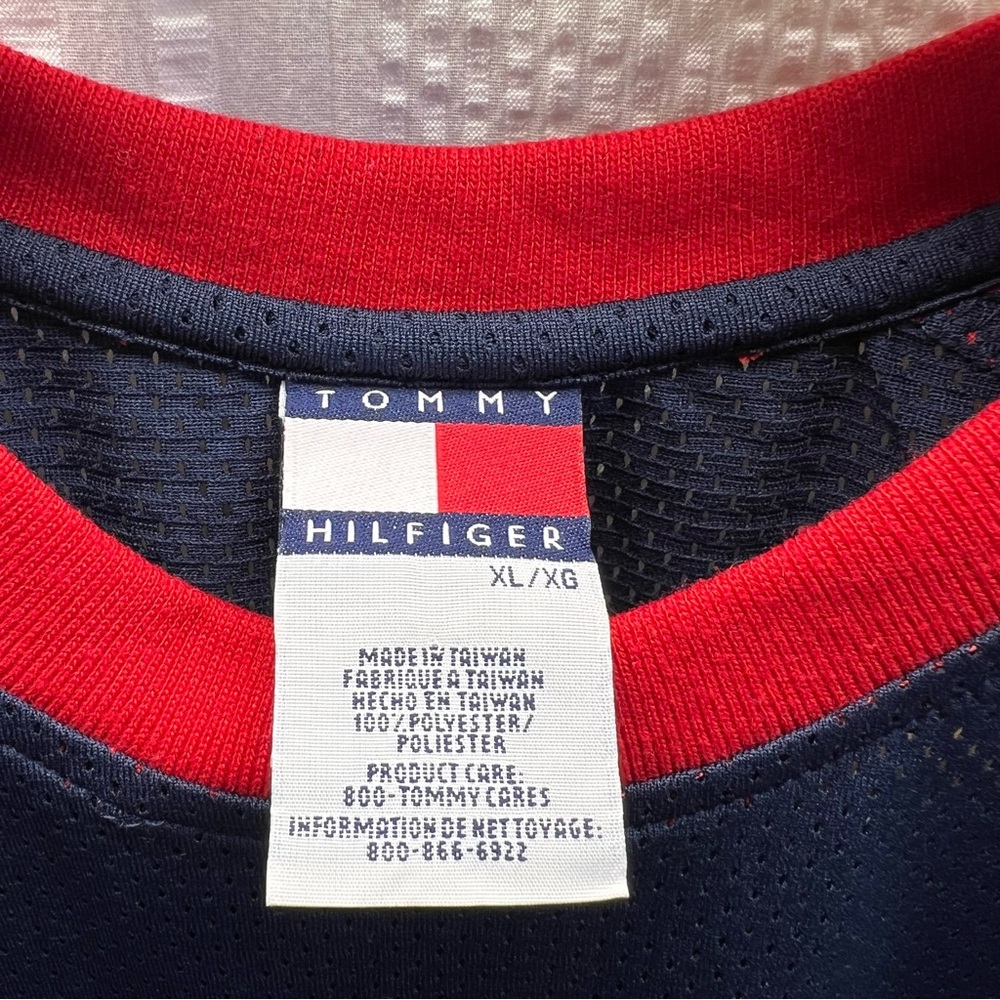 Tommy Hilfiger Men's Muscle Tank Shirt X-LARGE Red & Navy Y2K Vintage - Picture 6 of 8